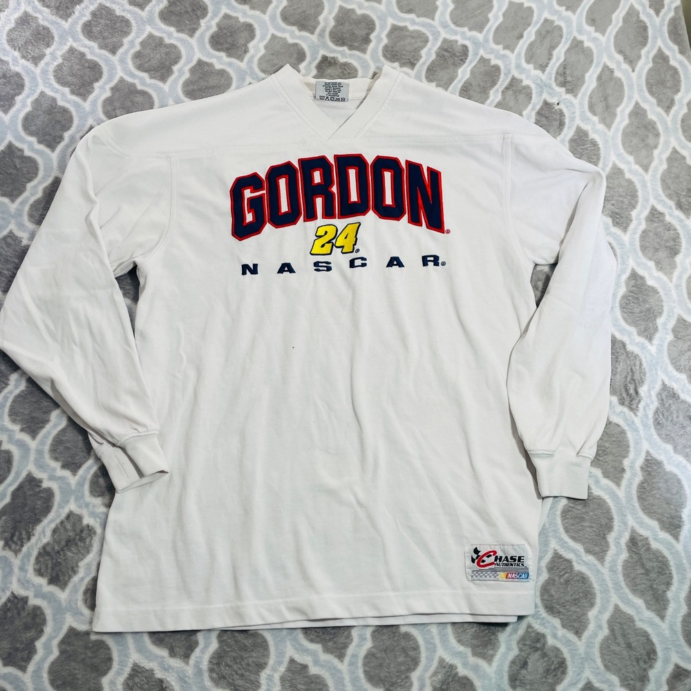 Chase Authentics Jeff Gordon NASCAR Men Large White Long Sleeve Racing Jersey